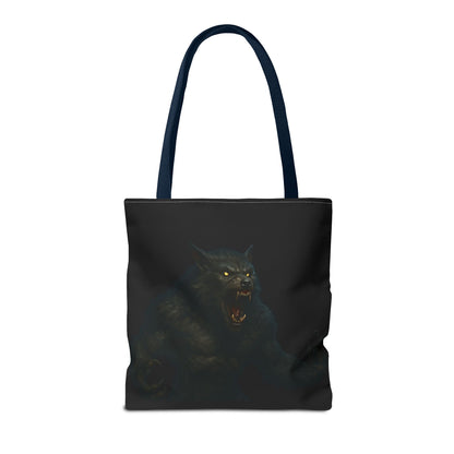 Fierce Werewolf Tote Bag, Halloween Accessories, Dark Art Tote, Animal Lover Gift, Geeky Shopping Bag - TRV