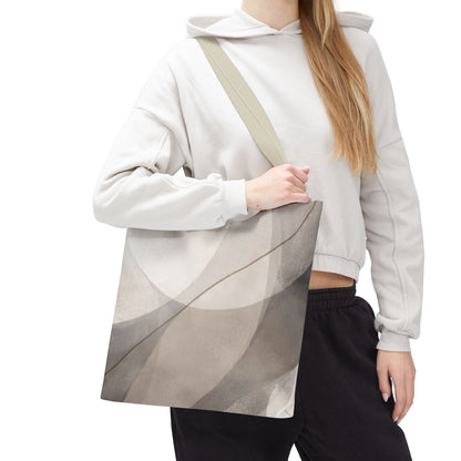 Neutral Abstract Watercolor Waves Tote Bag | All-Over Print