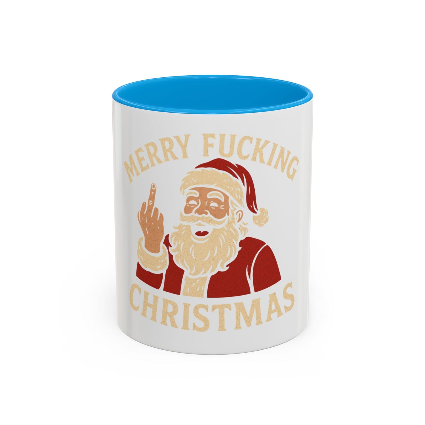 Irreverent Merry Christmas Mug — Funny Santa Middle Finger Coffee Cup (11oz & 15oz)