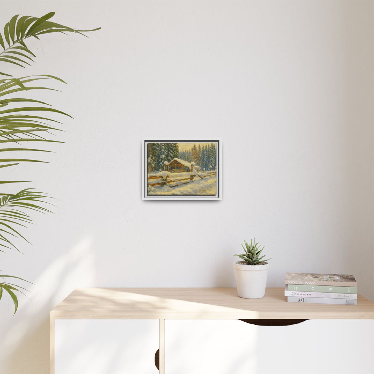 Winter Landscape Framed Canvas Art | Cozy Home Decor | Wall Art for Living Room, Bedroom, Holiday Gift, Rustic Vibes, Art Print - TRV