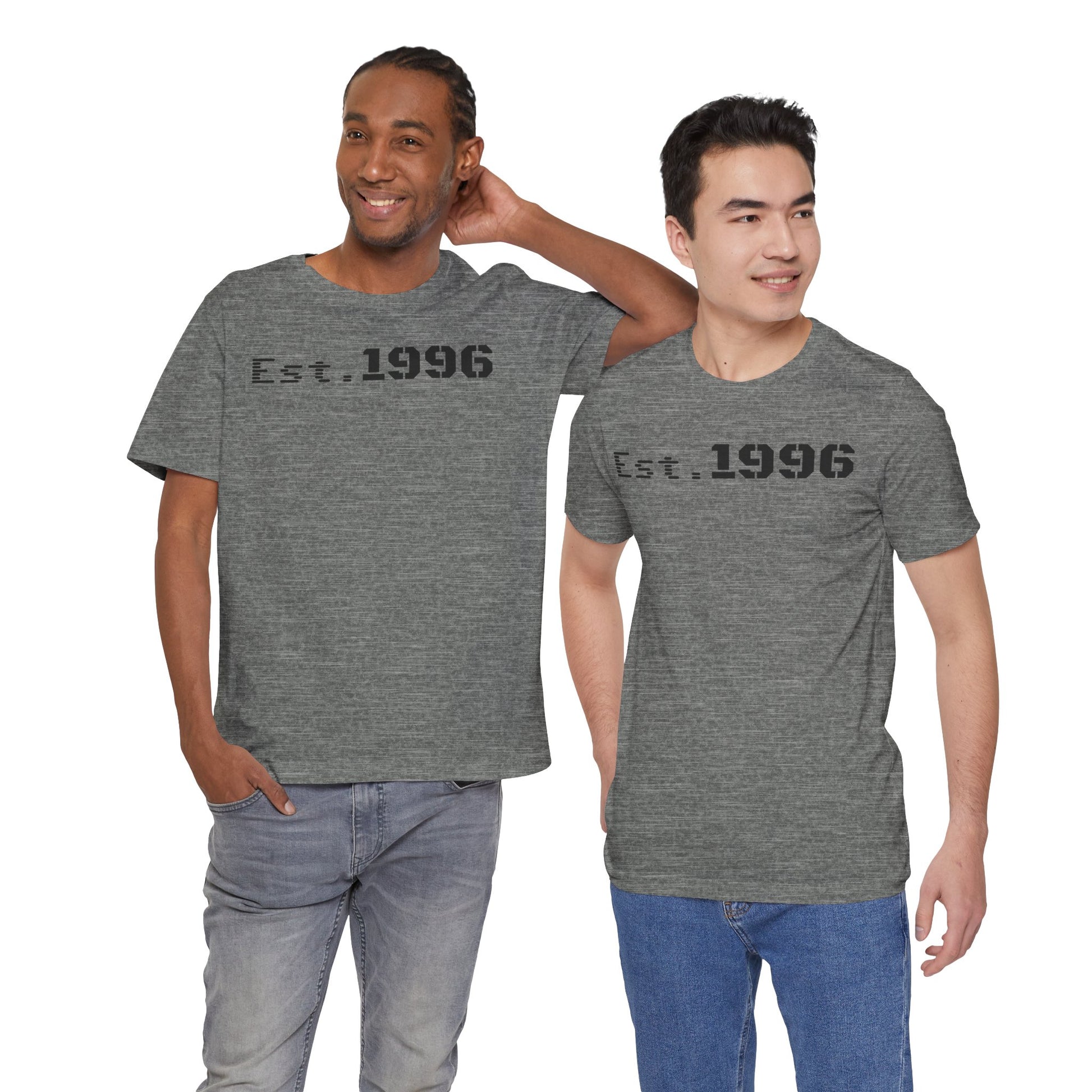 Unisex Jersey Tee - 'Est. 1996' Graphic Shirt, Birthday Gift, Casual Wear, Vintage Style, Retro Fashion, Gift for Him/Her - TRV