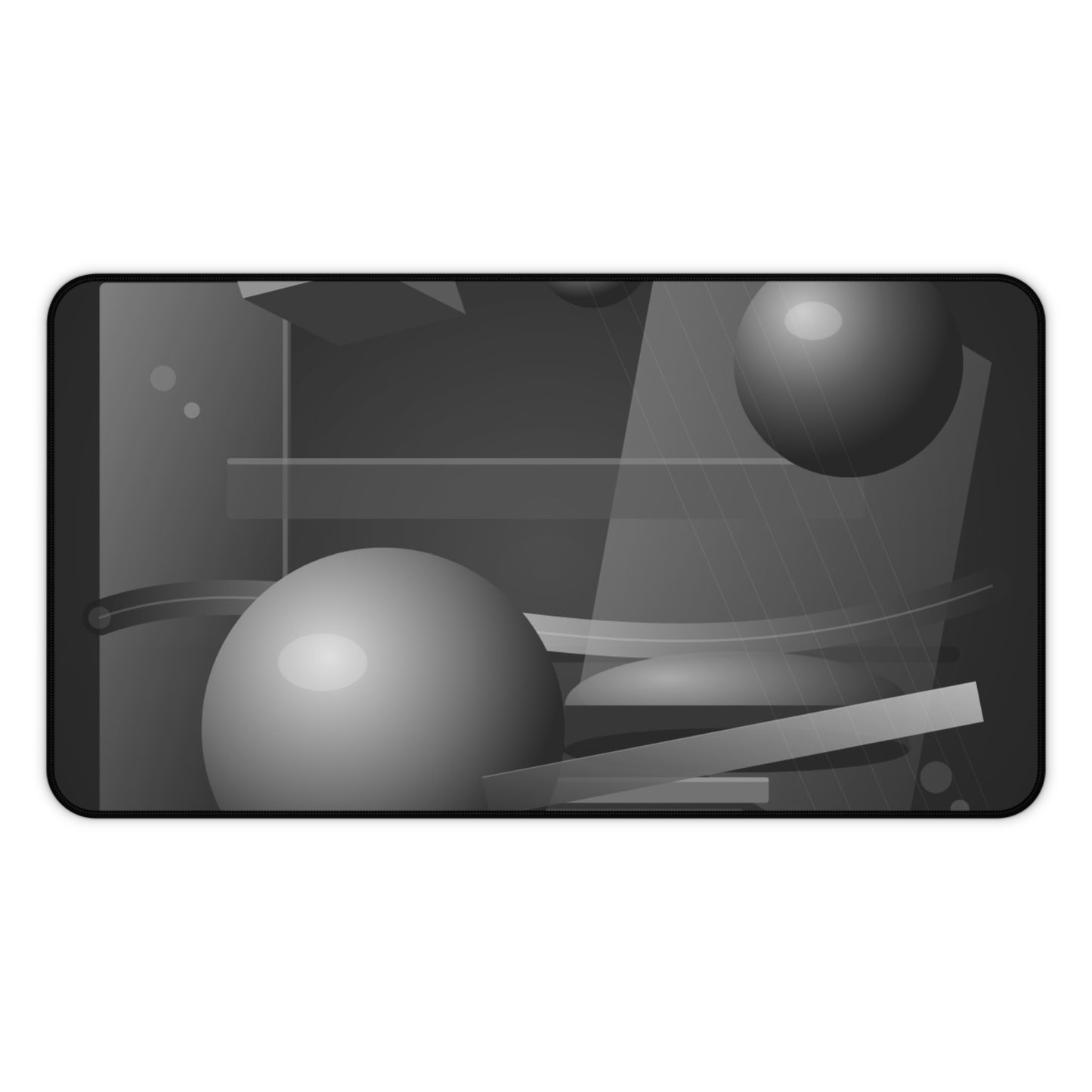 Monochrome Geometric Spheres Desk Mat | Abstract Grey Shapes Mouse Pad