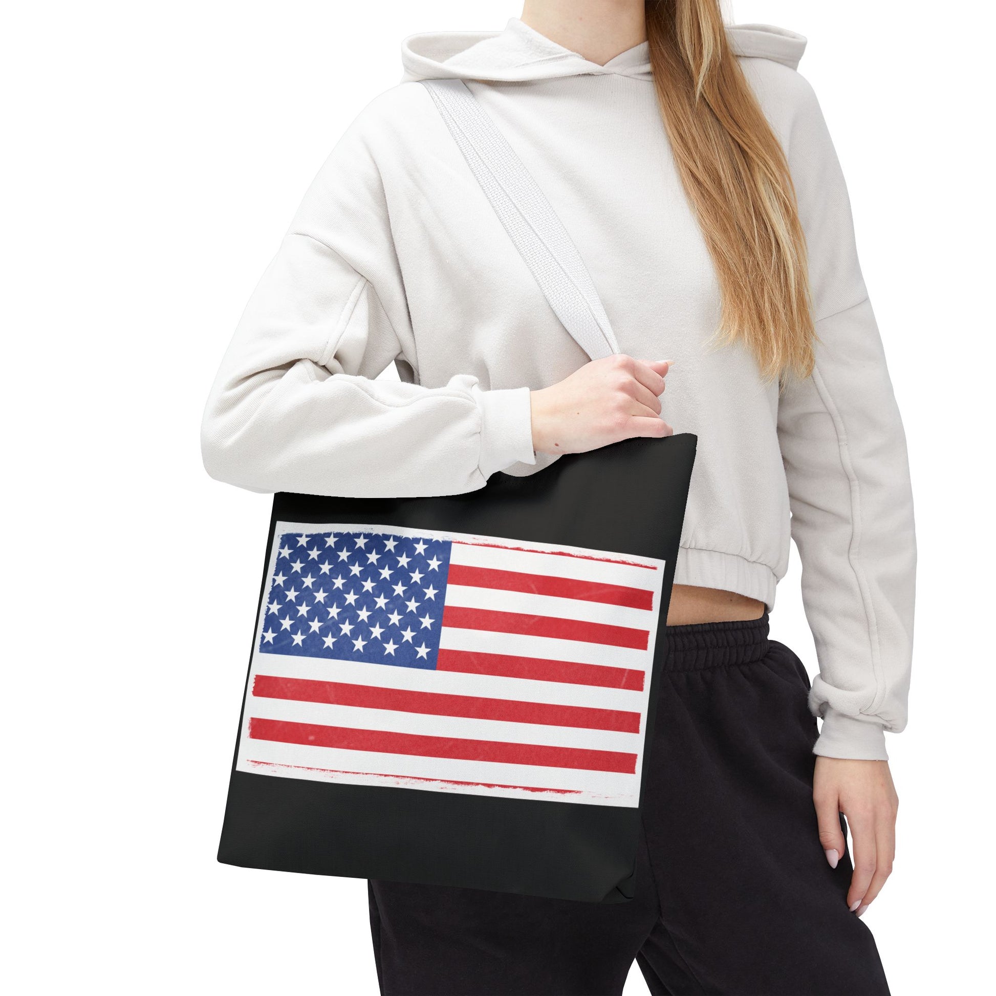 Patriotic Tote Bag, American Flag Carryall, Beach Bag, Reusable Shopping Tote, Independence Day Gift - TRV