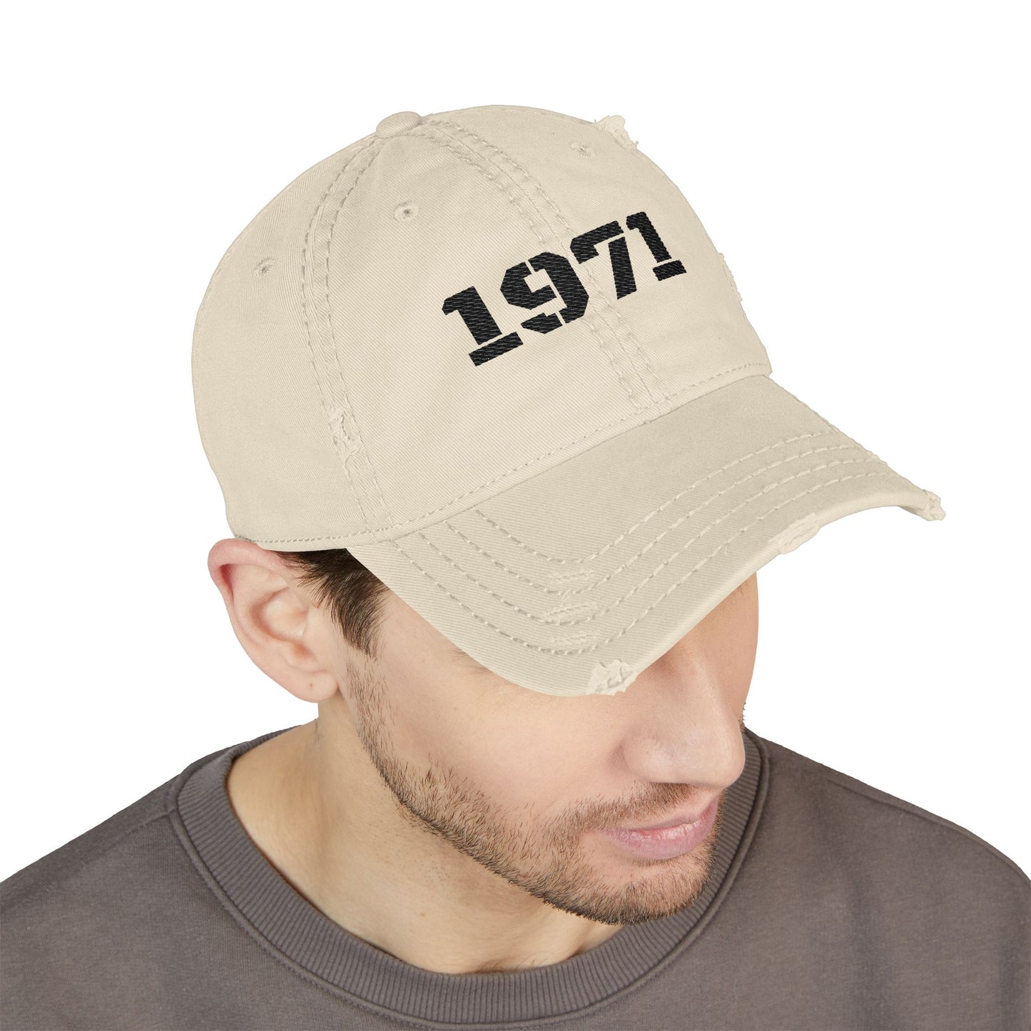 Distressed Embroidered Dad Hat, Vintage Wear, Casual Style, Gift for Dads, 1971 Cap, Father's Day Hat - TRV