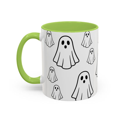 Cute Ghost Accent Coffee Mug, Halloween Mug, Spooky Drinkware, Gift for Ghost Lovers, Seasonal Decor, Unique Coffee Cup - TRV