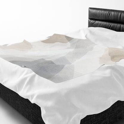 Neutral Abstract Shapes Velveteen Plush Blanket | Minimal Geometric Throw