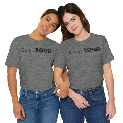 Unisex Est. 1990 Nostalgic Jersey Tee - Perfect Gift, Vintage Style, Retro Fashion, Birthday Celebration, Casual Wear - TRV