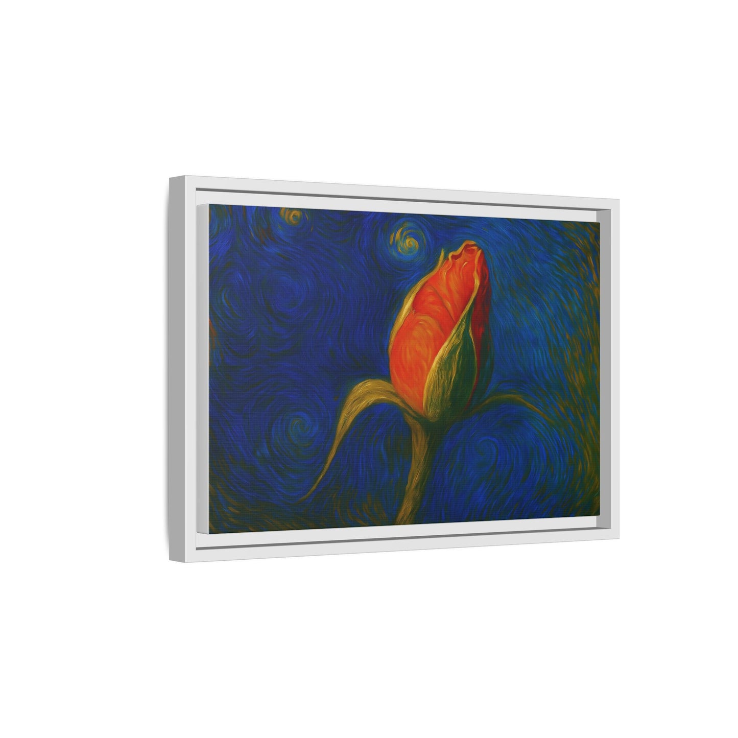 Red Rose Bud Painting Canvas Framed | Matte Wall Art - TRV