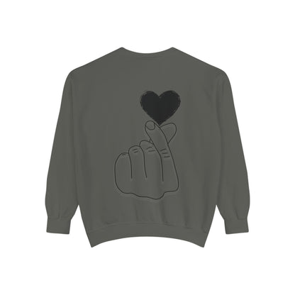 Unisex Garment-Dyed Sweatshirt with Heart Design - Cozy & Stylish