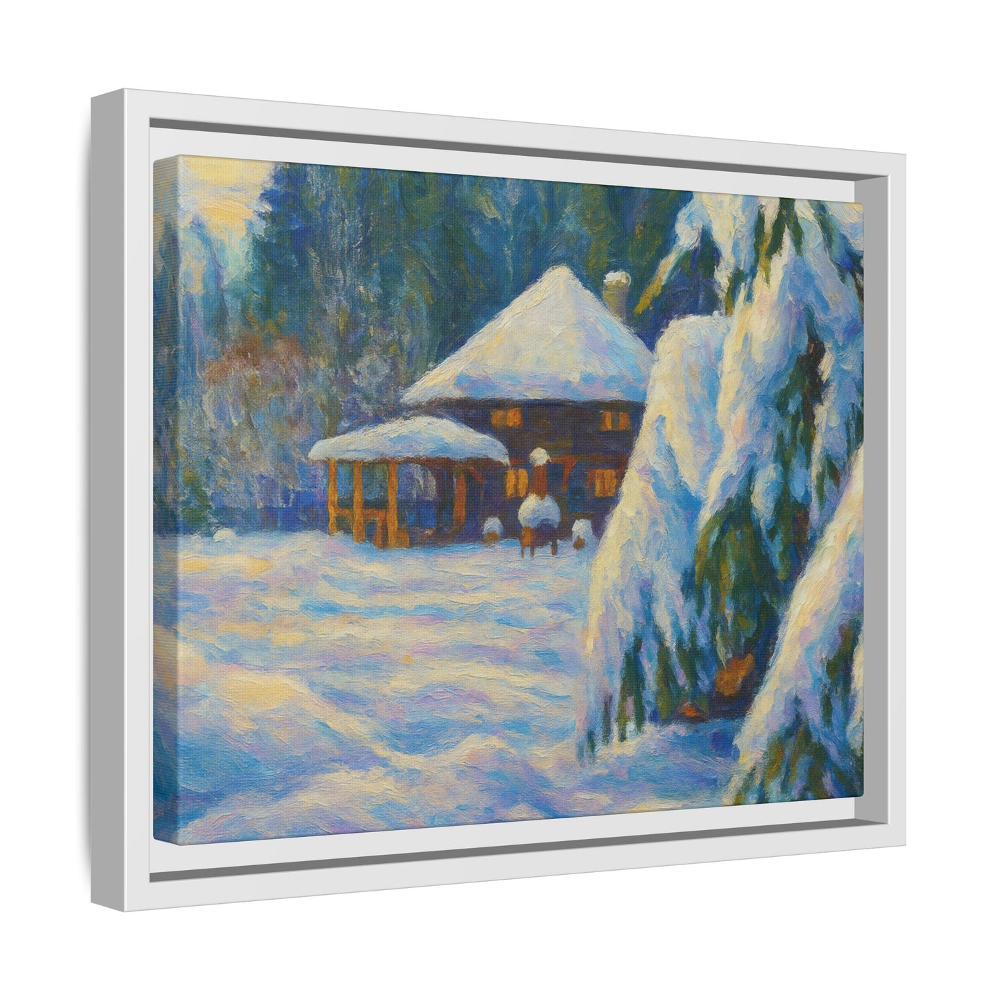 Canvas Art, Winter Scene Home Decor, Seasonal Gift for Art Lovers, Holidays Wall Art, Framed Painting, Matte Print - TRV
