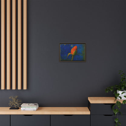 Red Rose Bud Painting Canvas Framed | Matte Wall Art - TRV