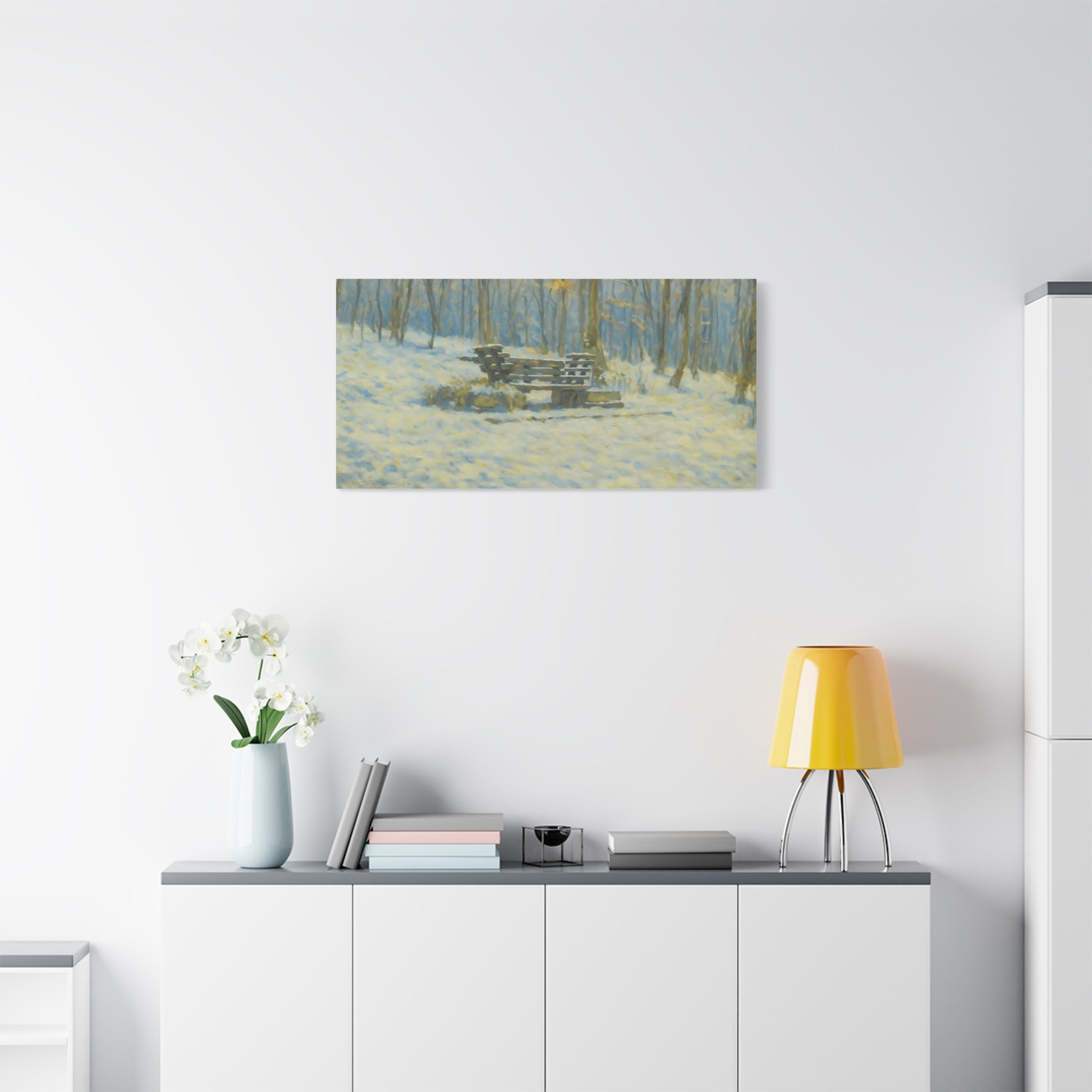 Winter Serenity Canvas Wall Art, Cozy Living Room Decor, Nature Landscape Print, Gift for Art Lovers, Home Decor, Seasonal Artwork - TRV