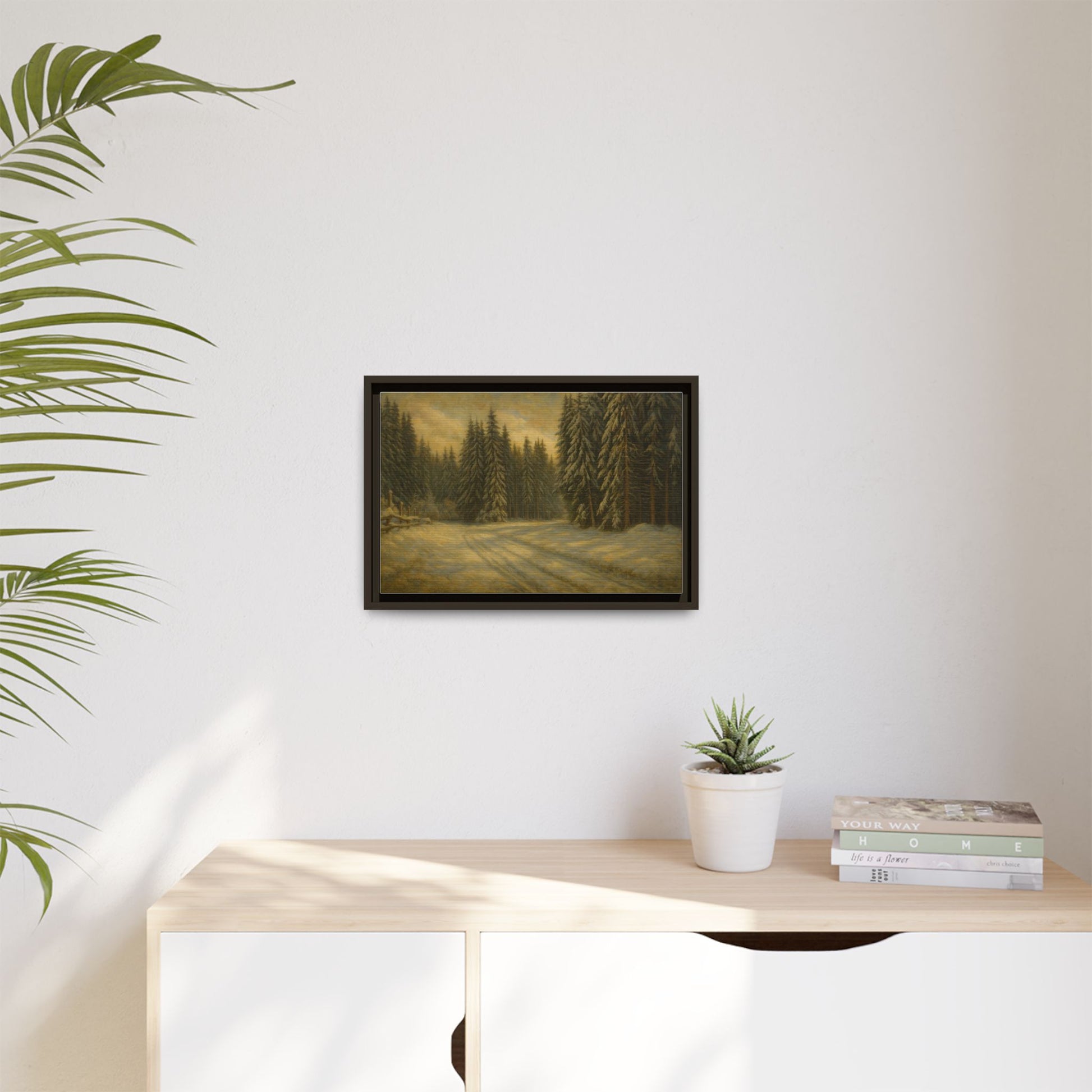 Framed Matte Canvas Wall Art - Serene Forest Landscape, Living Room Decor, Nature Print, Home Aesthetic, Gift for Nature Lovers, Wall [...] - TRV