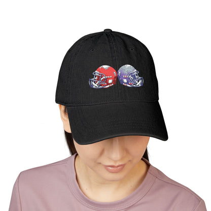 Football-Themed Denim Hat with Embroidery, Perfect Gift for Sports Lovers, Casual Wear, Game Day Accessories, Embroidered Cap