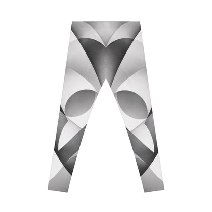 Monochrome Geometric Heart Pattern Leggings | Abstract Black White Design