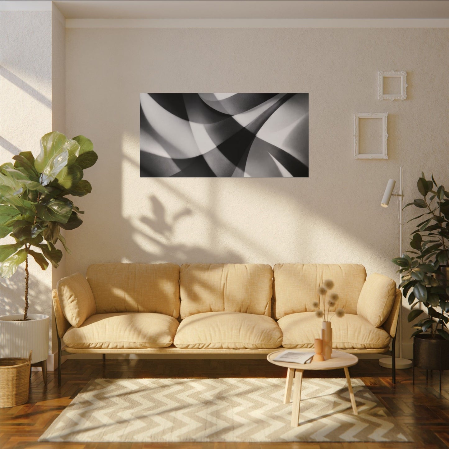 Abstract Black and White Swirl Matte Canvas