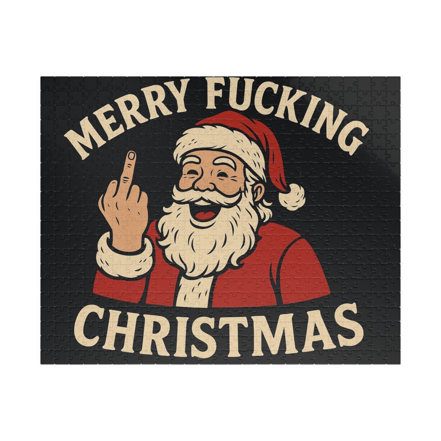 Irreverent Merry Christmas Puzzle | Santa Middle Finger Holiday Jigsaw