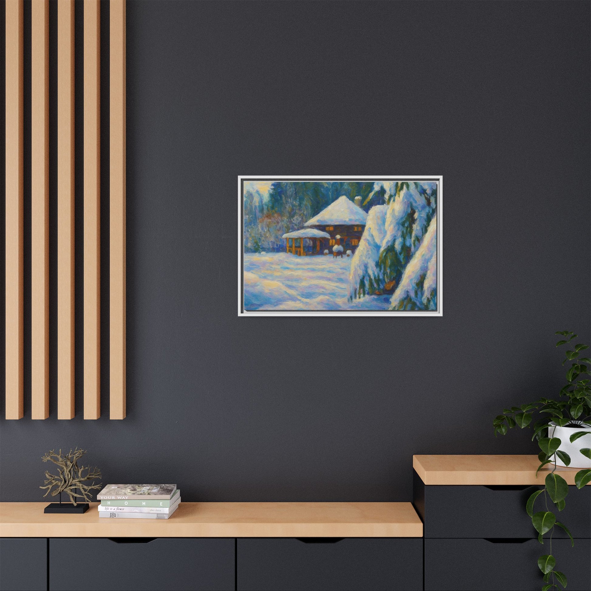 Canvas Art, Winter Scene Home Decor, Seasonal Gift for Art Lovers, Holidays Wall Art, Framed Painting, Matte Print - TRV