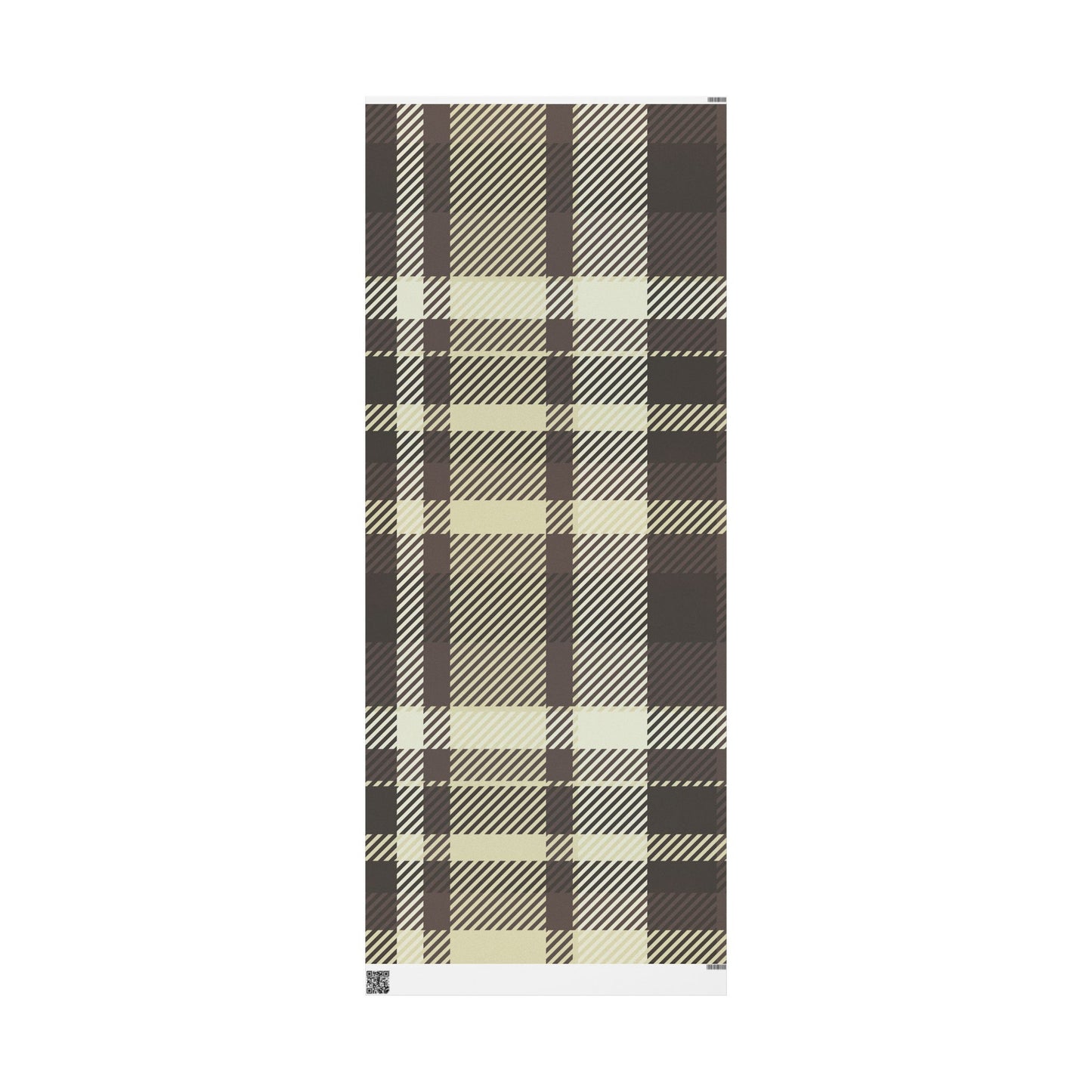 Plaid Stripe Wrapping Paper Roll — Neutral Black & Cream Gift Wrap