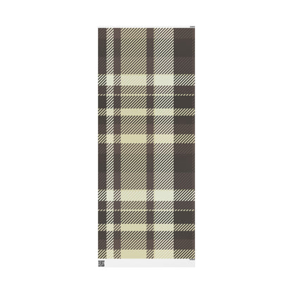Plaid Stripe Wrapping Paper Roll — Neutral Black & Cream Gift Wrap