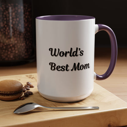 World's Best Mom Accent Coffee Mug - 11oz & 15oz - Perfect Gift for Mother's Day