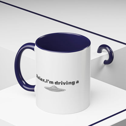 Coffee Mug — “Relax, I’m Driving” UFO Accent Ceramic Mug (11/15 oz)