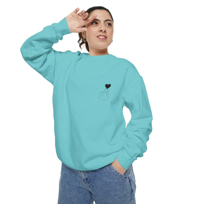 Unisex Garment-Dyed Sweatshirt with Heart Design - Cozy & Stylish