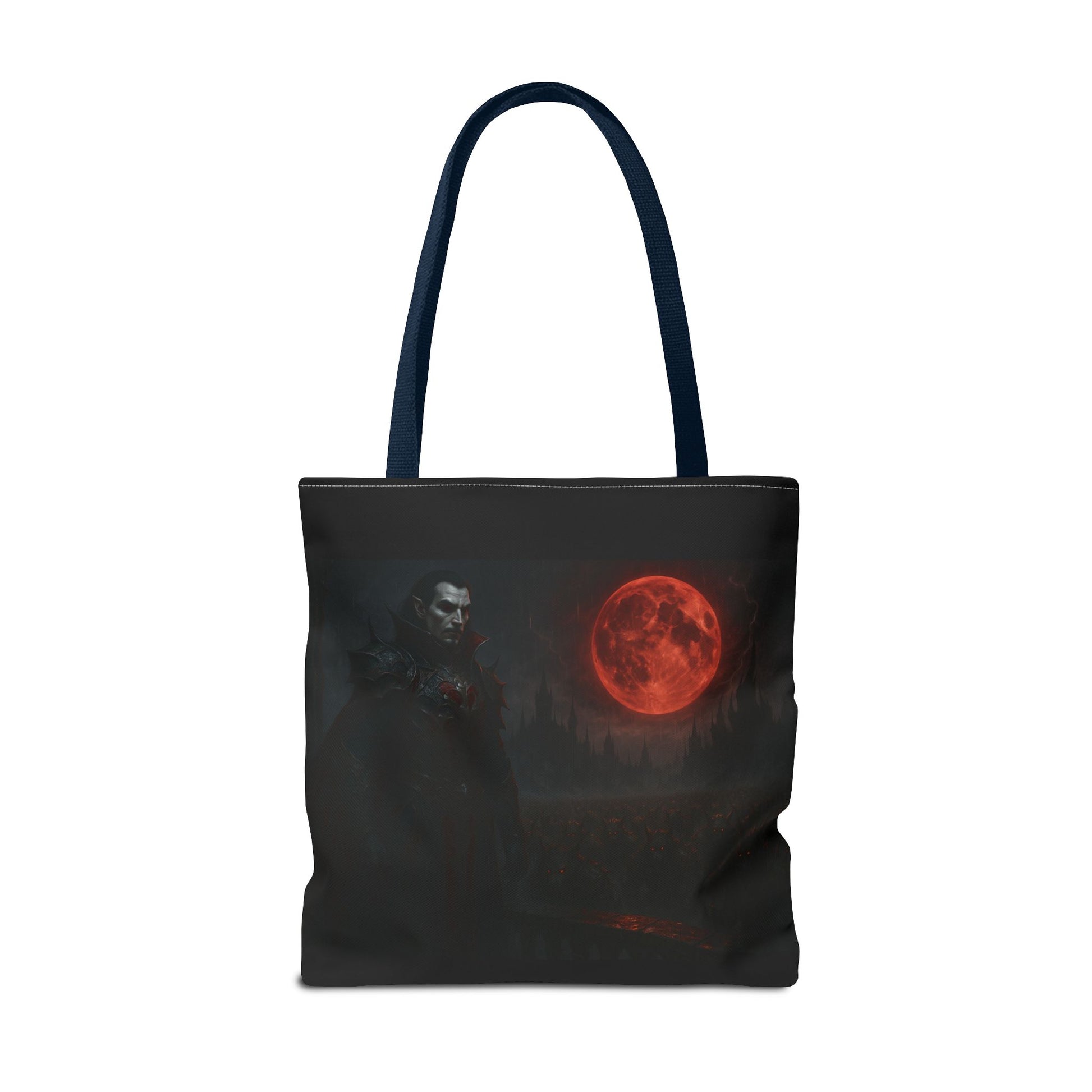 Gothic Tote Bag: Dark Moonlit Night Scene With Dracula, Vampire Art, Halloween Accessory, Gothic Gift, Boho Style - TRV