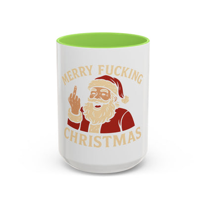Irreverent Merry Christmas Mug — Funny Santa Middle Finger Coffee Cup (11oz & 15oz)