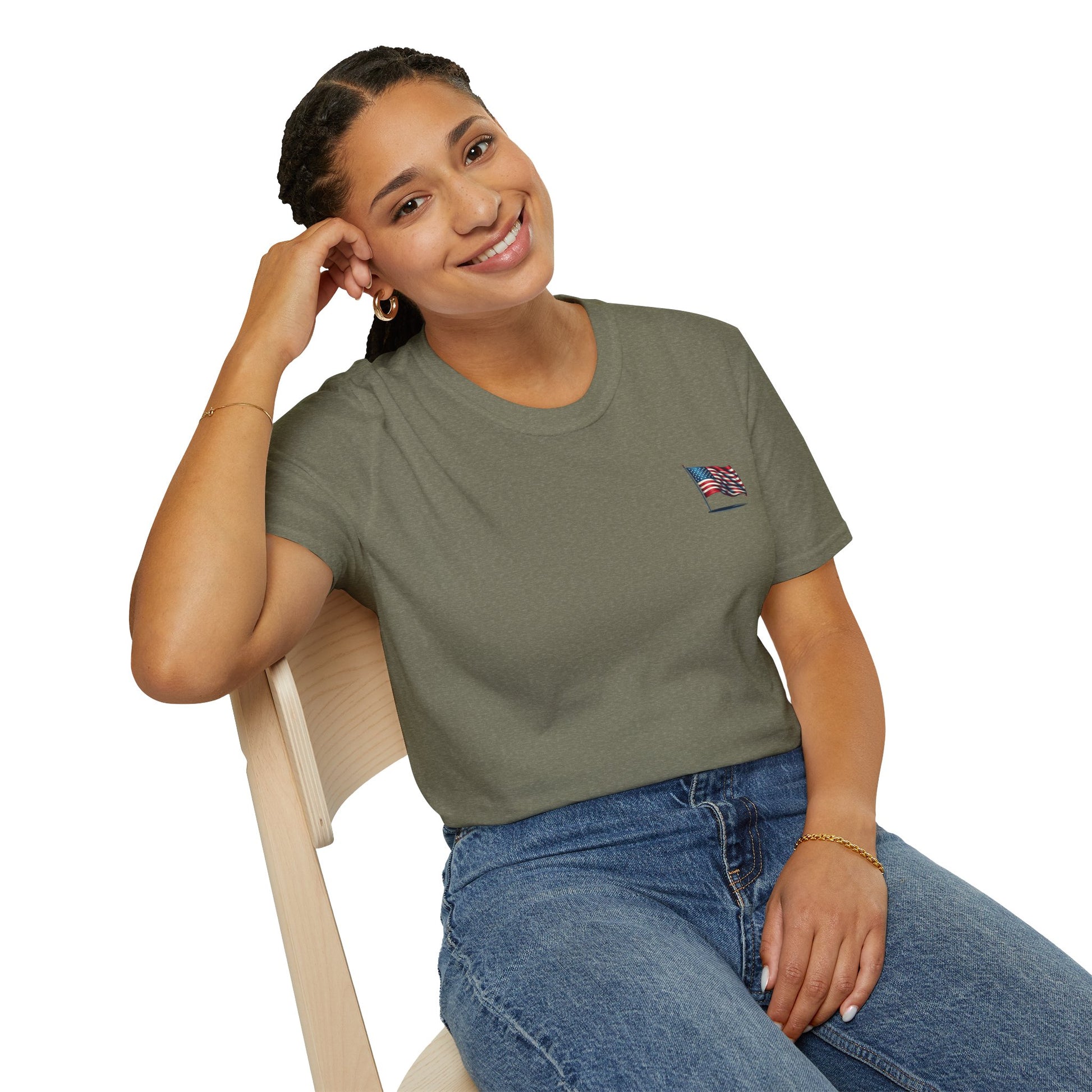 Patriotic Unisex Softstyle T-Shirt, American Flag Tee, USA Pride Shirt, Perfect for Independence Day, Casual Wear - TRV