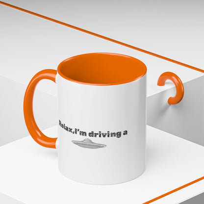 Coffee Mug — “Relax, I’m Driving” UFO Accent Ceramic Mug (11/15 oz)