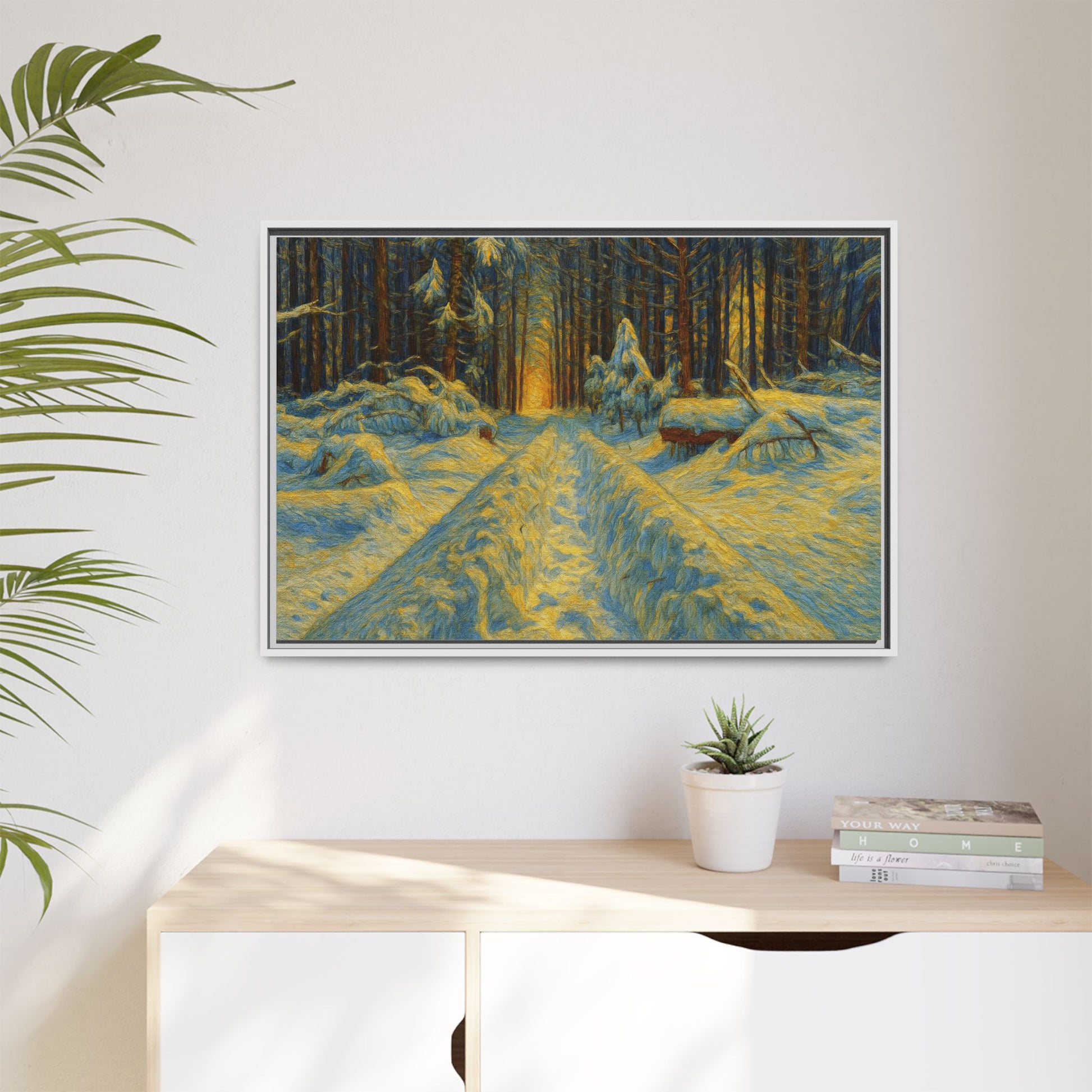 Canvas Art, Winter Landscape Wall Decor, Nature Lovers Gift, Seasonal Decor, Holiday Wall Art, Cozy Home Decoration, Framed Matte Canvas - TRV