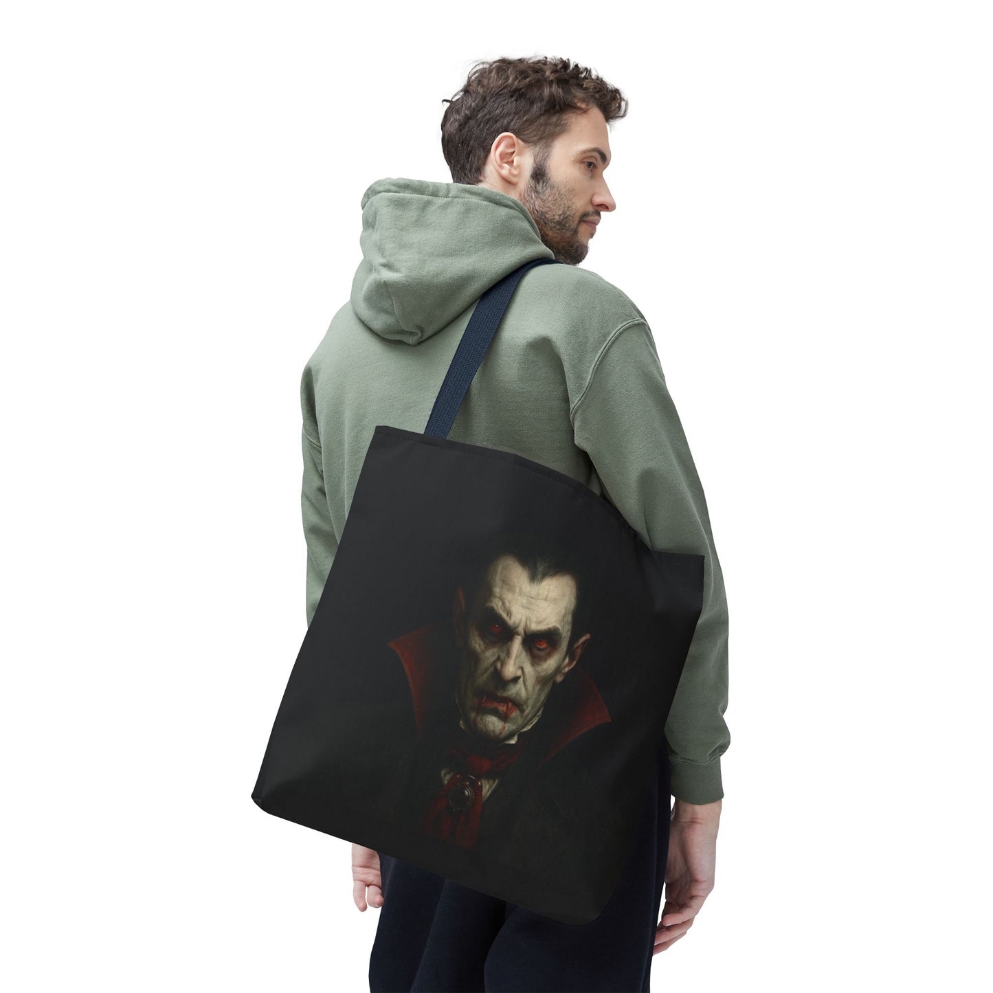 Vampire Haunted Tote Bag, Spooky Shopping Bag, Halloween Accessory, Gothic Style Handbag, Perfect for Halloween Parties, Unisex Tote - TRV