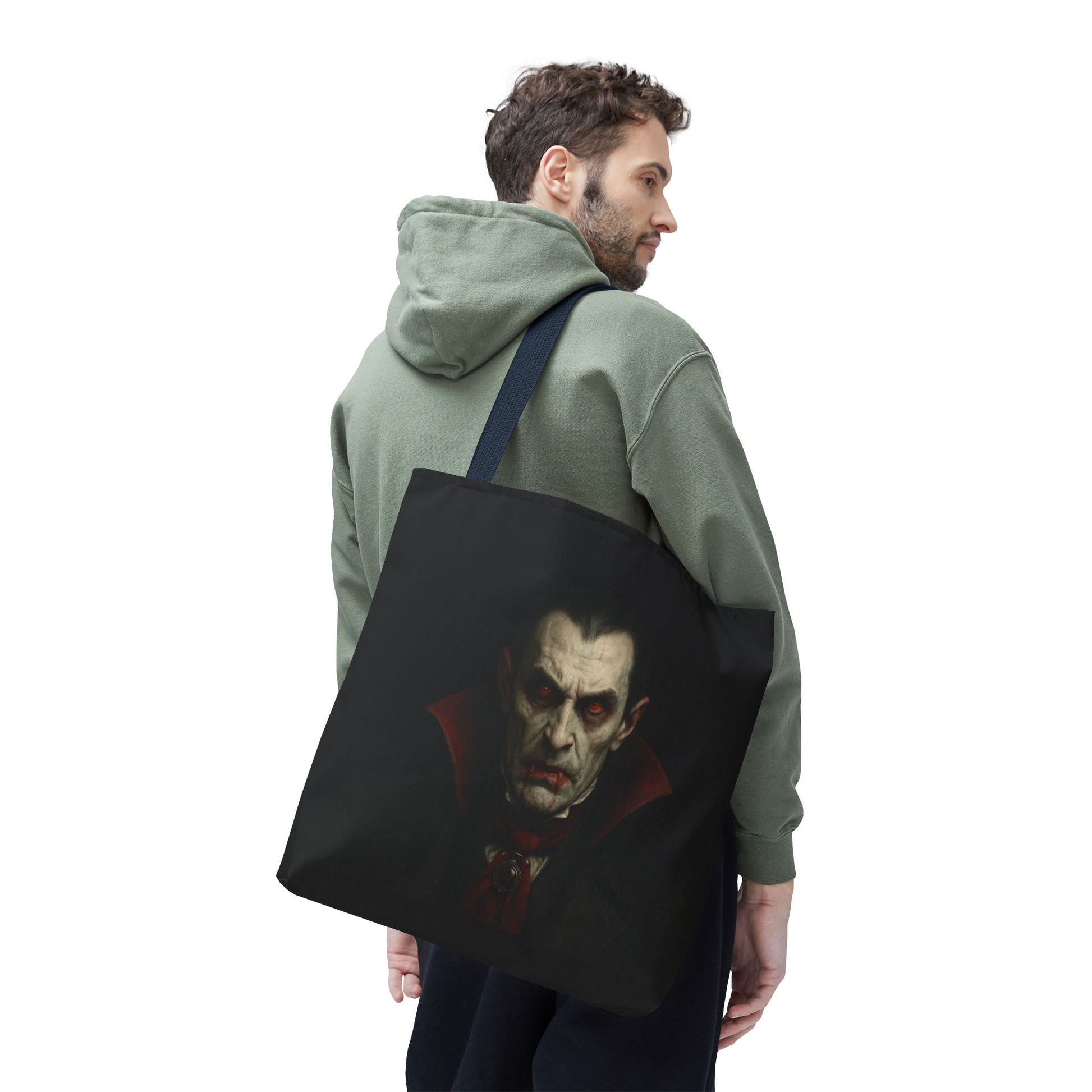 Vampire Haunted Tote Bag, Spooky Shopping Bag, Halloween Accessory, Gothic Style Handbag, Perfect for Halloween Parties, Unisex Tote - TRV