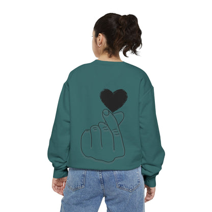 Unisex Garment-Dyed Sweatshirt with Heart Design - Cozy & Stylish