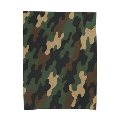 Cozy Camouflage Velveteen Plush Blanket | Ideal for Campouts, Living Room Decor, Gift for Him, Outdoor Adventures, Soft Throw - TRV