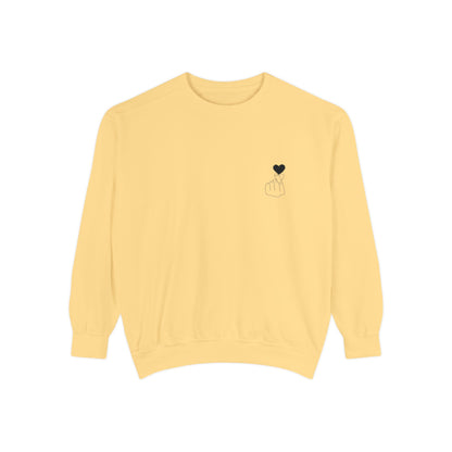 Unisex Garment-Dyed Sweatshirt with Heart Design - Cozy & Stylish