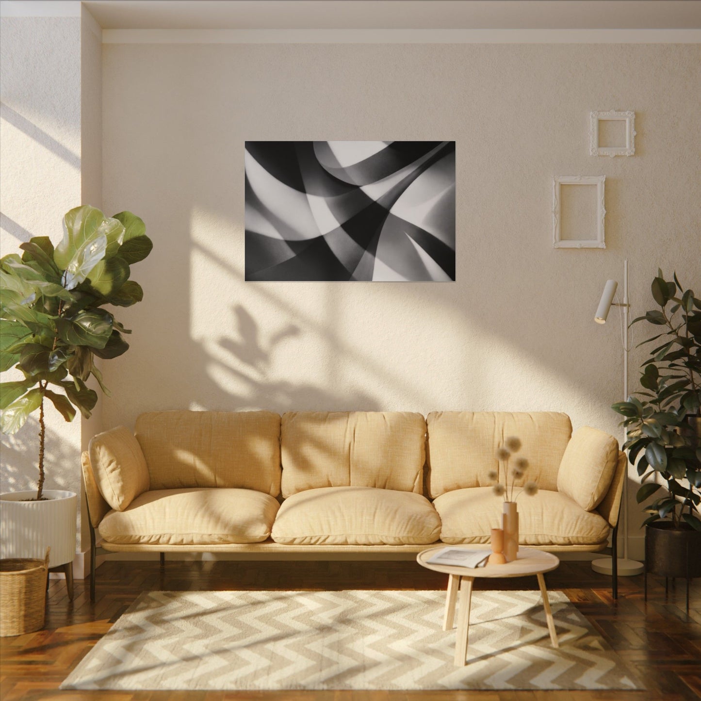 Abstract Black and White Swirl Matte Canvas