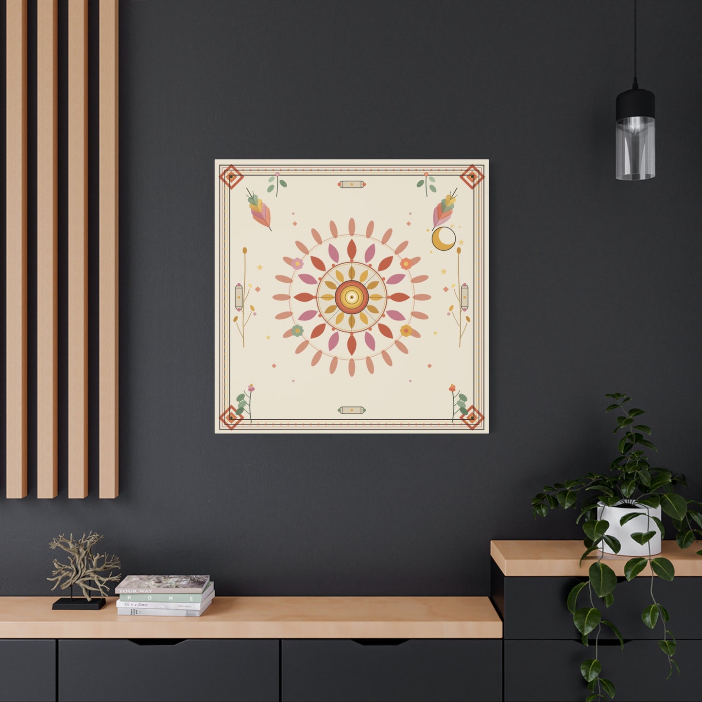 Boho Sun Mandala Matte Canvas