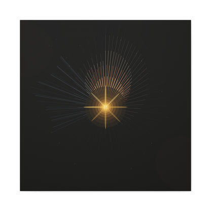 Abstract golden starburst canvas artwork by Printify featuring a vibrant, eye-catching starburst design on high-quality canvas.