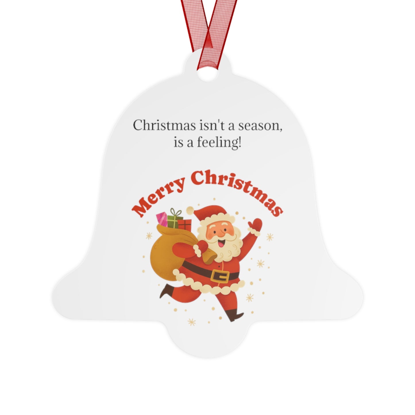 Merry Christmas Santa with Sack metal ornament | Bell shaped holiday decoration