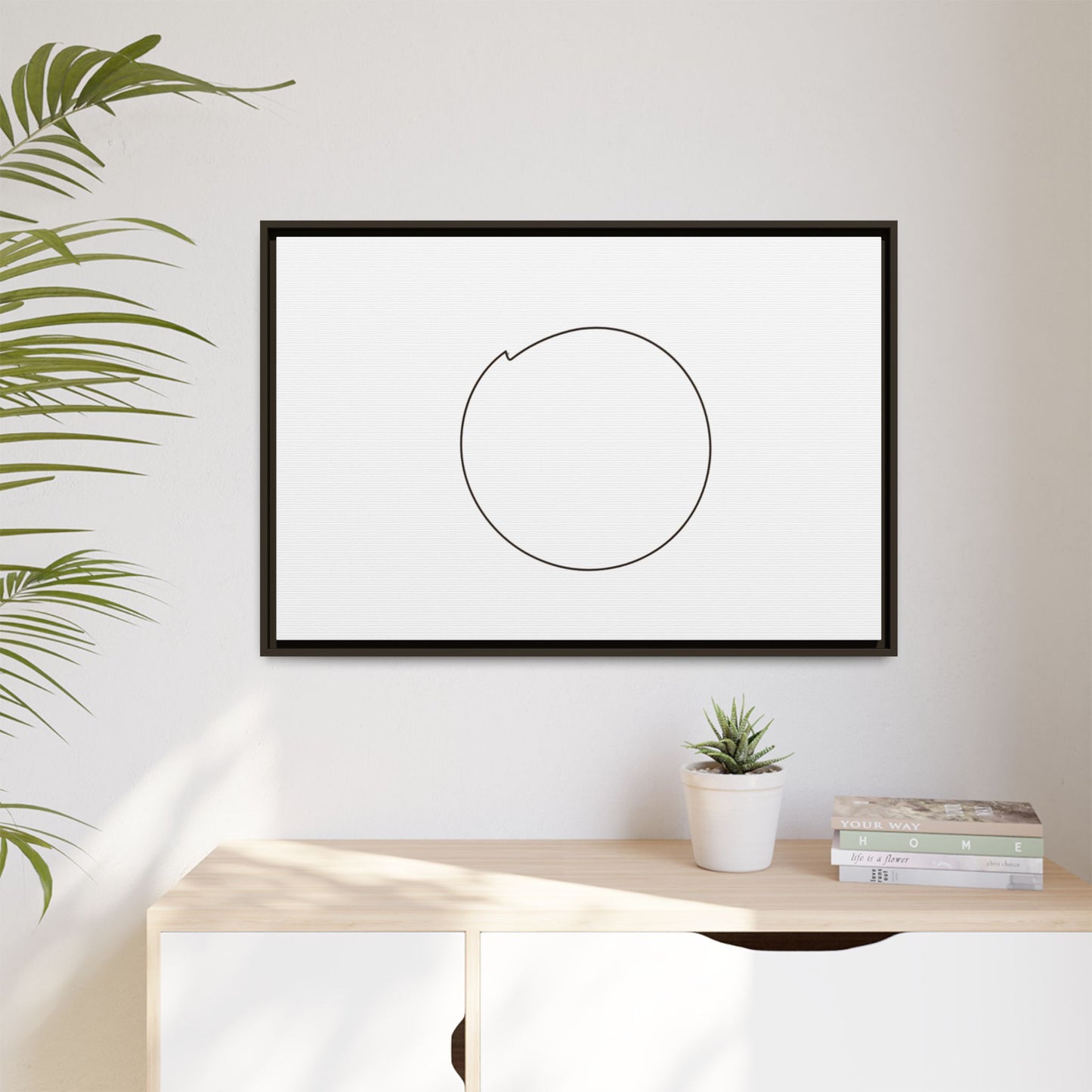 Minimal Circle Line Matte Canvas Framed | Modern Abstract Wall Art