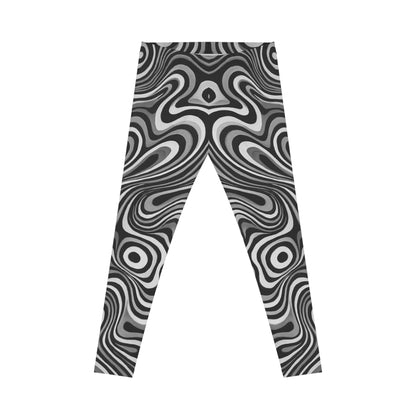 Chic Psychedelic Black, White and Grey Leggings | Trendy Women's Casual Wear, Comfortable Workout Pants, Unique Trendy Apparel - TRV