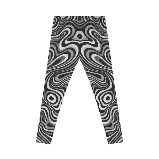 Chic Psychedelic Black, White and Grey Leggings | Trendy Women's Casual Wear, Comfortable Workout Pants, Unique Trendy Apparel - TRV