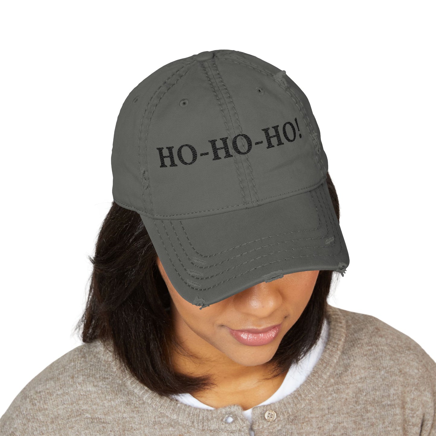 HO-HO-HO Dad Hat | Distressed Embroidered Baseball Cap - TRV