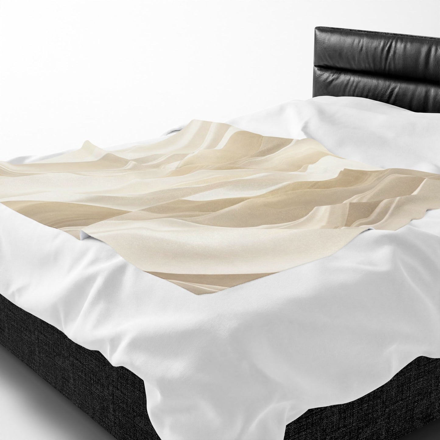 Neutral Abstract Waves Velveteen Plush Blanket | Beige Swirl Pattern