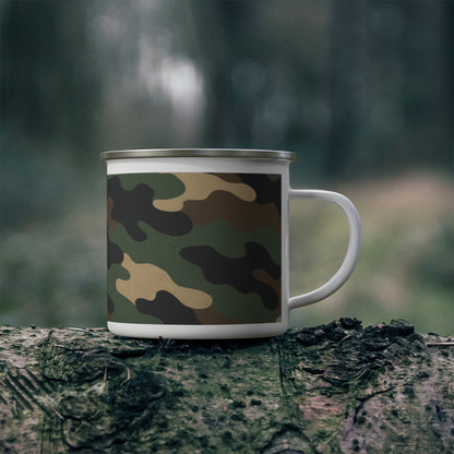 Camouflage Enamel Camping Mug - Adventure Gear, Outdoor Enthusiast Gift, Hiking Accessories, Travel Mug, Rustic Home Decor - TRV