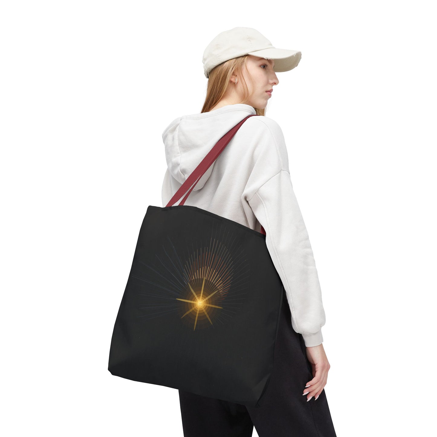 Radiant Starburst Tote Bag | Golden Light Celestial Design - TRV