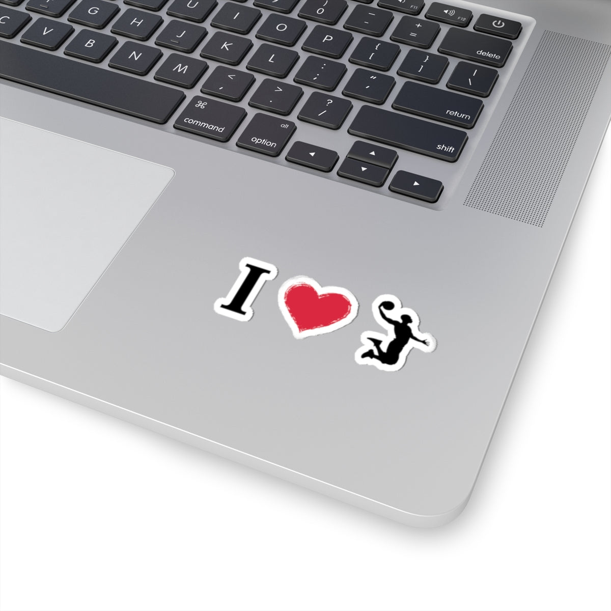 I Heart Basketball Sticker — Kiss-Cut Sports Decal for Laptops & Water Bottles