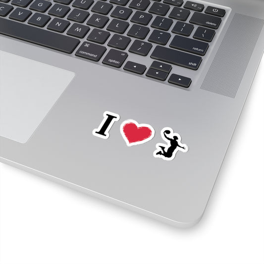 I Heart Basketball Sticker — Kiss-Cut Sports Decal for Laptops & Water Bottles